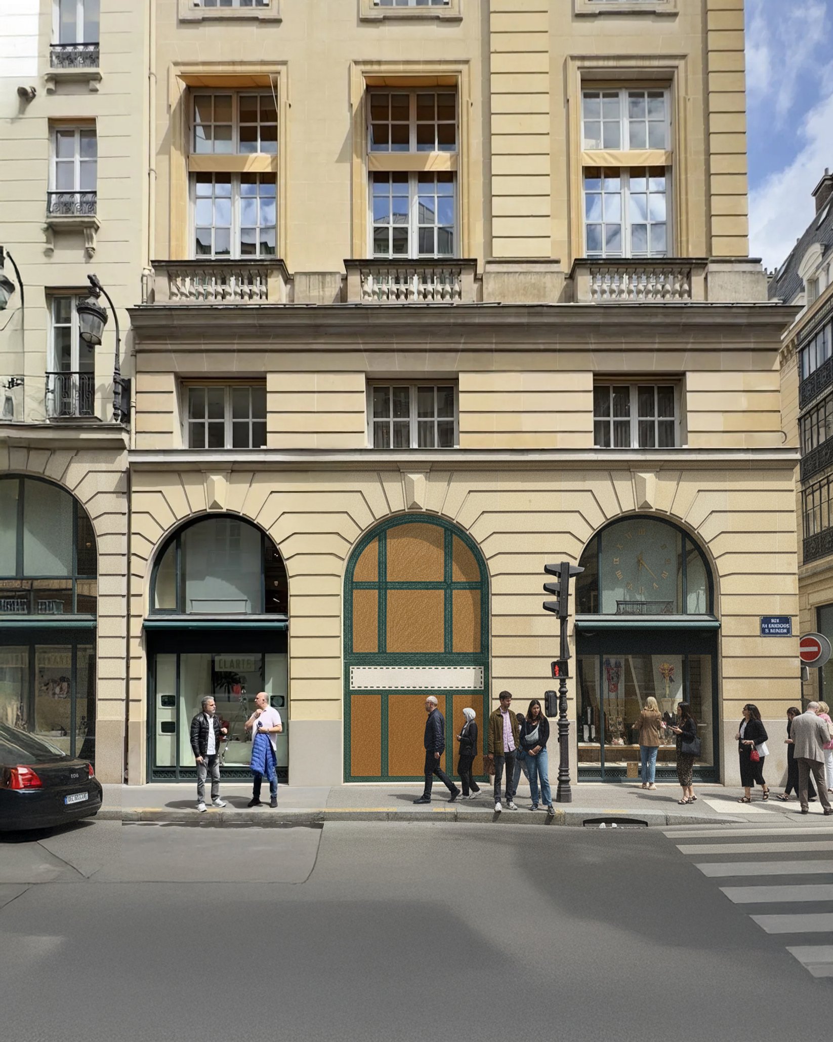 Orange gradient with shades of blue